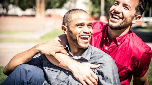 gay couple smiling