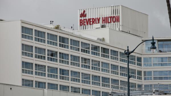 Exterior of Beverly Hilton hotel