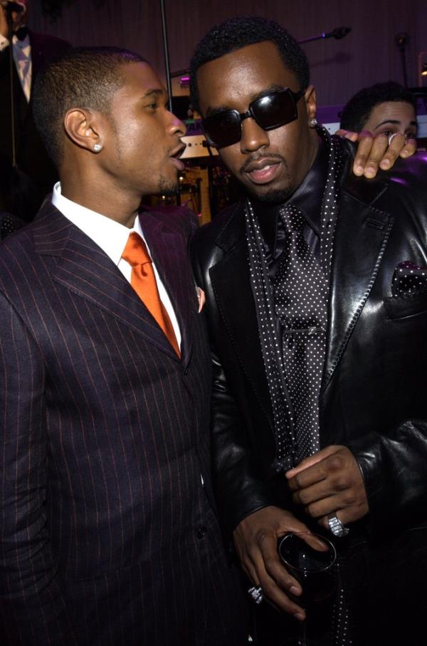 Usher and Diddy at the 2003 Clive Davis pre-Grammys party