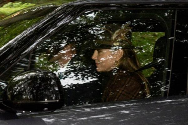 Last time Kate Middleton was seen in public through car window as she's being driven to church by Prince William in Balmoral. 