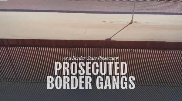 A view of the border wall included in harris' campaign ad.