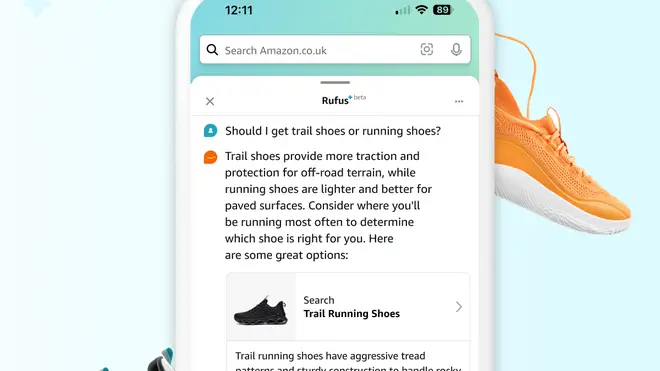 Amazon's new AI-powered shopping assistant Rufus on a smartphone