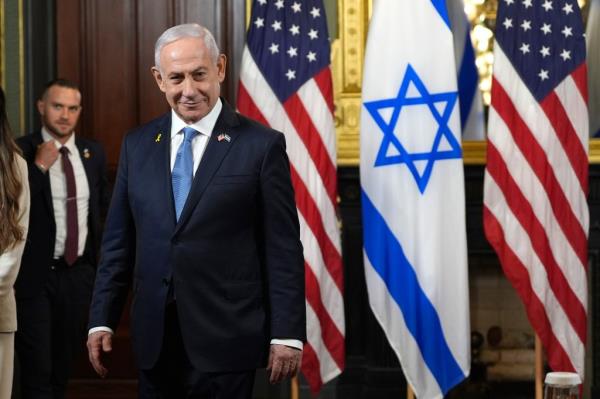 Israeli Prime Minister Benjamin Netanyahu is pictured before a meeting with Vice President Kamala Harris at the Eisenhower Executive Office Building on the White House complex in Washington, Thursday, July 25, 2024.